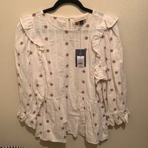 Embroidered Peplum Top